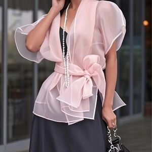 Elegant Pink Sheer Tunic Top